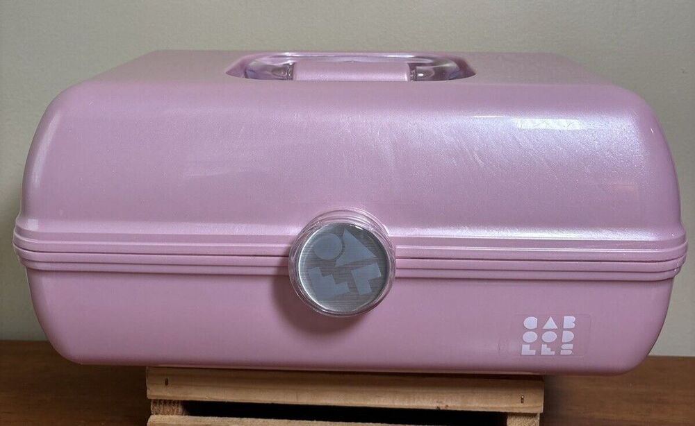 Caboodle Pink Make-Up Case w/ Clear Handle, Two Tier & Mirror Model 5626 EUC